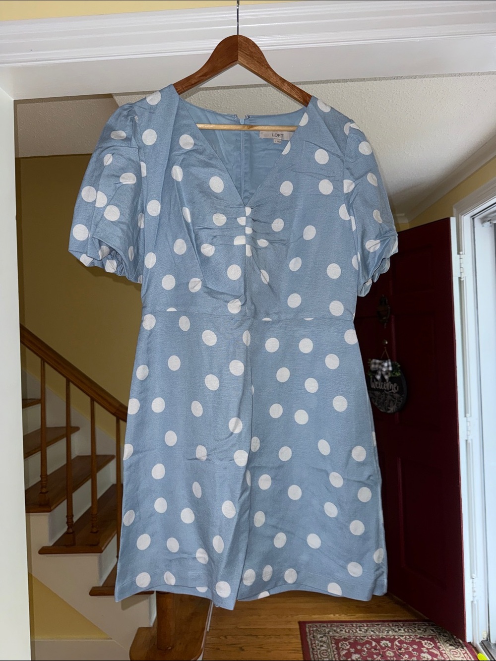 LOFT Light Blue Polka Dot Mini Dress